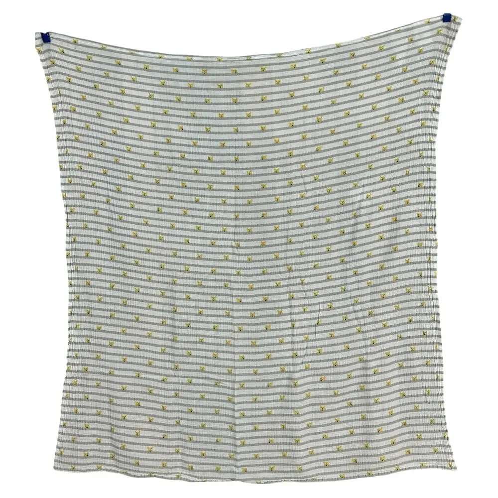 Disney Baby Aden + Anais Winnie The Pooh Gray Stripes Cotton Muslin Blanket